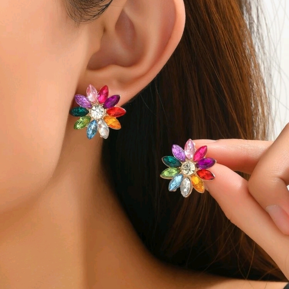 Multicolor Floral Stud Earrings